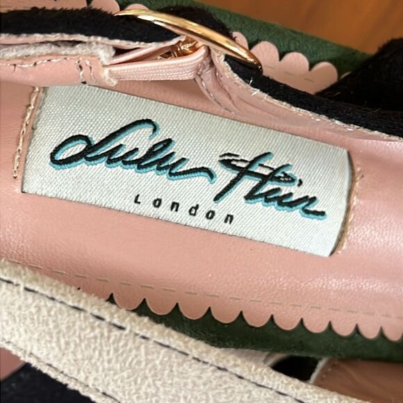 Lulu Hun ModCloth Black, White & Green peep toe Slingback Heels platform size 9 - Picture 8 of 10